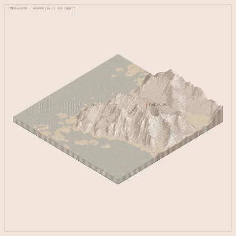 Isometric terrain study of the mountain ridges near Henningsvær and Vågakallen
